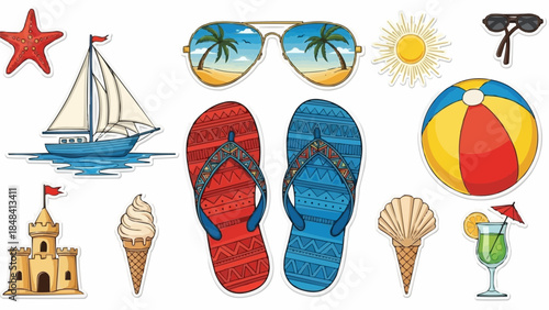 Summer Beach Vacation Objects Collection.