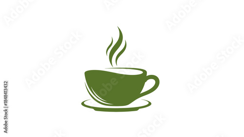 A delightful green cup of steaming hot coffee or tea, perfect for a morning beverage or a cozy break