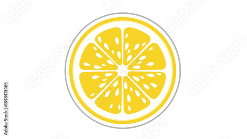 Vibrant Yellow Lemon Slice Icon - Fresh Citrus Fruit Graphic