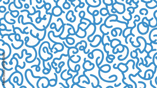 Abstract blue squiggle pattern on a white background, simple and organic line art texture
