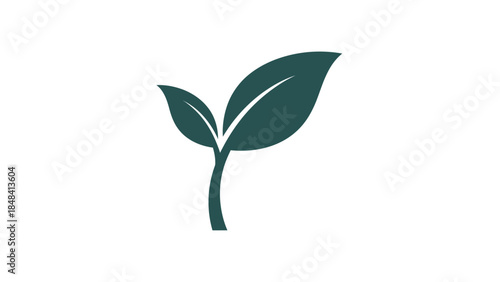 Illustrative Icon of a Young Plant Sprout with Two Leaves, symbolizing growth, nature, and new beginnings