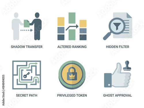 Vector icons Set of six flat design icons representing various digital and business concepts. Vector Illustration. EPS Editable