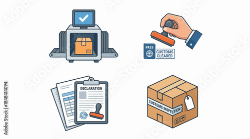 Vector icons Office Fulfillment and Shipping Process Icons. Vector Illustration. EPS Editable