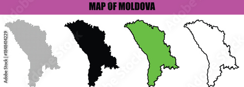 Artistic Moldova map silhouette with refined line art and dot pattern, modern abstract vector illustration ideal for presentations, editorial layouts, and creative graphic design