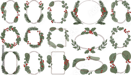 240+ Artisan Christmas Frame Megapack – Handcrafted Nordic Folk Art, Rose Gold Geometric, Botanical Wreaths, and Minimalist Ribbon Borders for Holiday Designs