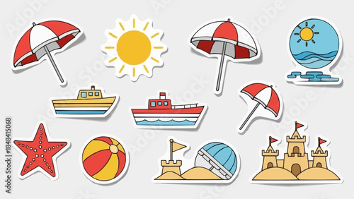 Collection of Summer Beach Vacation Icons and Symbols.