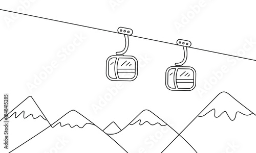 Cable Cars Moving Over Mountain Landscape