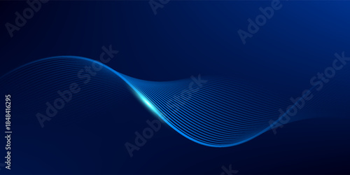 Wallpaper Mural Dynamic abstract blue wave lines on dark background. abstract blue wavy lines background. Torontodigital.ca