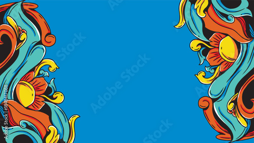 Vertical decorative floral border with bright colors and ethnic detailing.Theme Traditional, joyful, artistic.
for Posters, flyers, invitation layouts, cultural branding.