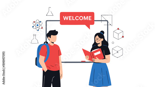 Welcome to Science Education: Students and Teacher with Symbols