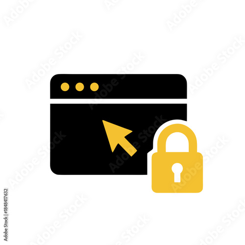 Secured website access with padlock icon and cursor, representing online security and privacy protection