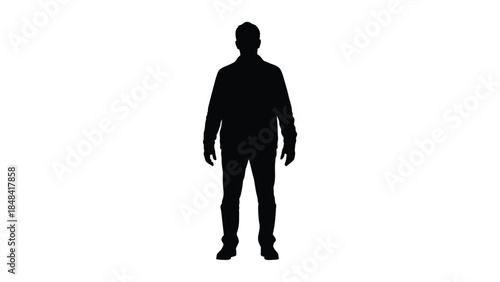 Full body silhouette of a standing man wearing jacket and gloves