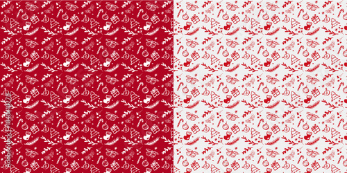 red and white fabric background xmas christmas pattern,  Christmas wrapping paper, vector