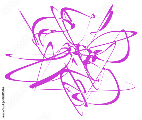 Abstract random brush strokes. Abstract pink swirl line art. Vector, transparent background SVG version.