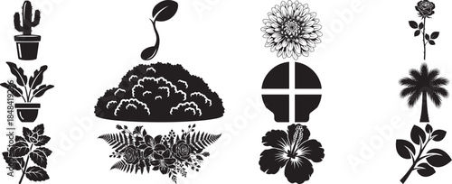 Hand drawn vintage floral nature design featuring a seamless pattern with vector illustration of wheat a bunch of flowers and a plant element