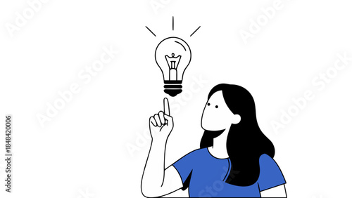 Woman With Lightbulb Idea Concept Illustration