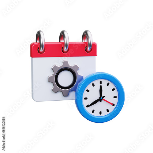 Time management 3d render icons