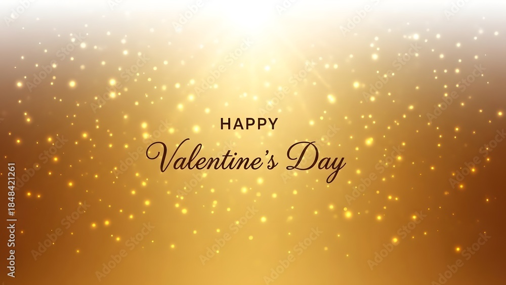 Fototapeta premium Happy valentine s day wishes with sparkling gold background