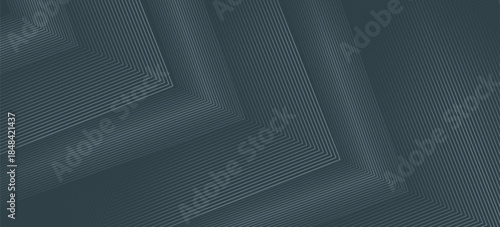 Abstract silver geometric lines on black background. Shiny lines pattern. Modern elegant graphic design. Suit for banner, cover, poster, brochure, booklet, flyer, card, website. Vector illustration