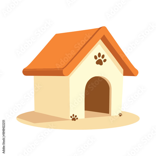 Cartoon Dog Kennel Vector Isolated on White Background for Pet Projects