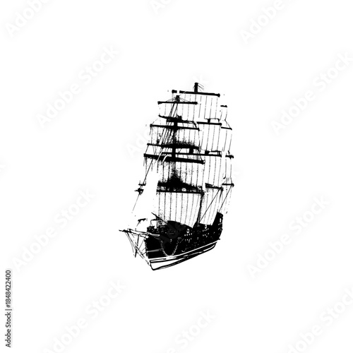 vector illustration of a silhouette of a ship