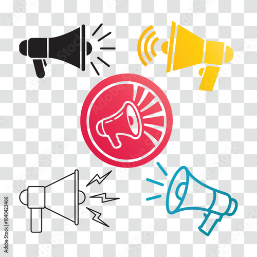 Megaphone and Loudspeaker Icon Set