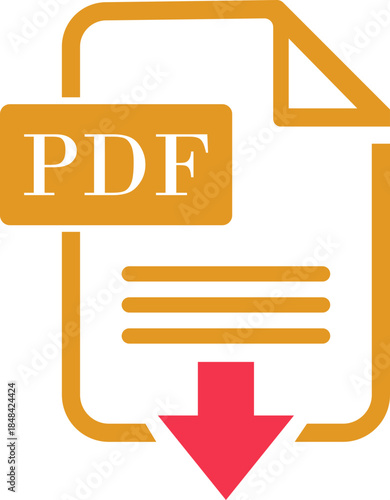 PDF File Format icon. PDF file download symbols. Format for texts, images, vector images, interactive forms. Type document, symbol web format information, file format symbol. Vector illustration.