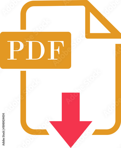PDF File Format icon. PDF file download symbols. Format for texts, images, vector images, interactive forms. Type document, symbol web format information, file format symbol. Vector illustration.