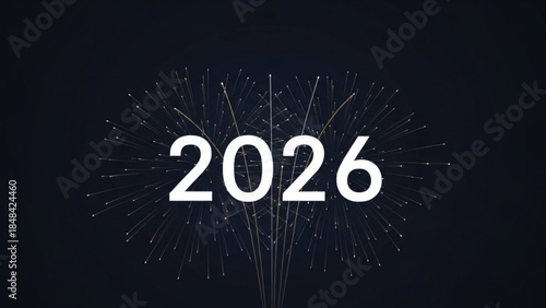 New year 2026 celebration with sparkling fireworks on dark background