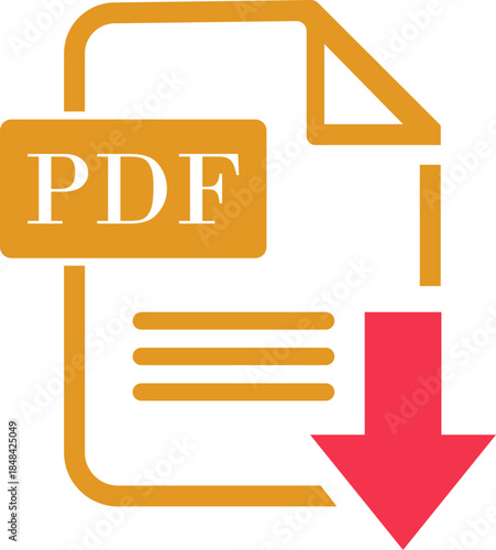 PDF File Format icon. PDF file download symbols. Format for texts, images, vector images, interactive forms. Type document, symbol web format information, file format symbol. Vector illustration.