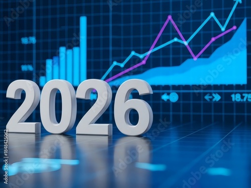 Year 2026 with Financial Growth Chart and Data Analysis.