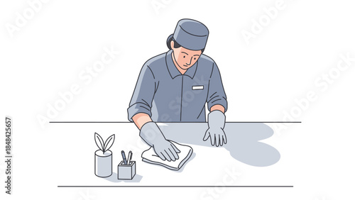 Man wearing gloves working with chemicals.