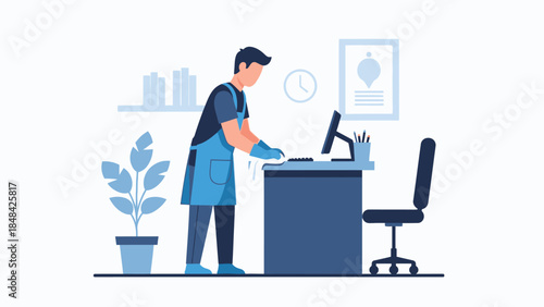 Man working at a desk office.