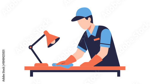Man working on a workbench indoors.
