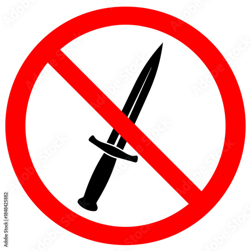 Prohibited Knife Symbol - Illustration of a Danger Sign Indicating Forbidden Weapons