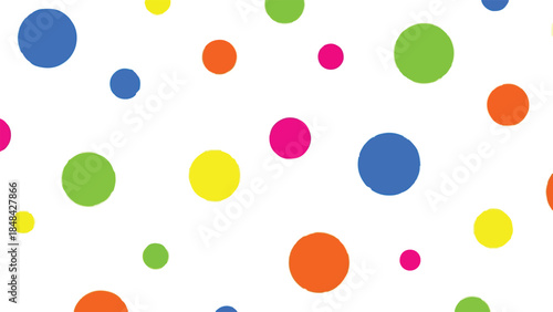 Seamless Vector Polka Dot Pattern Background with Bright Colorful Circles on White