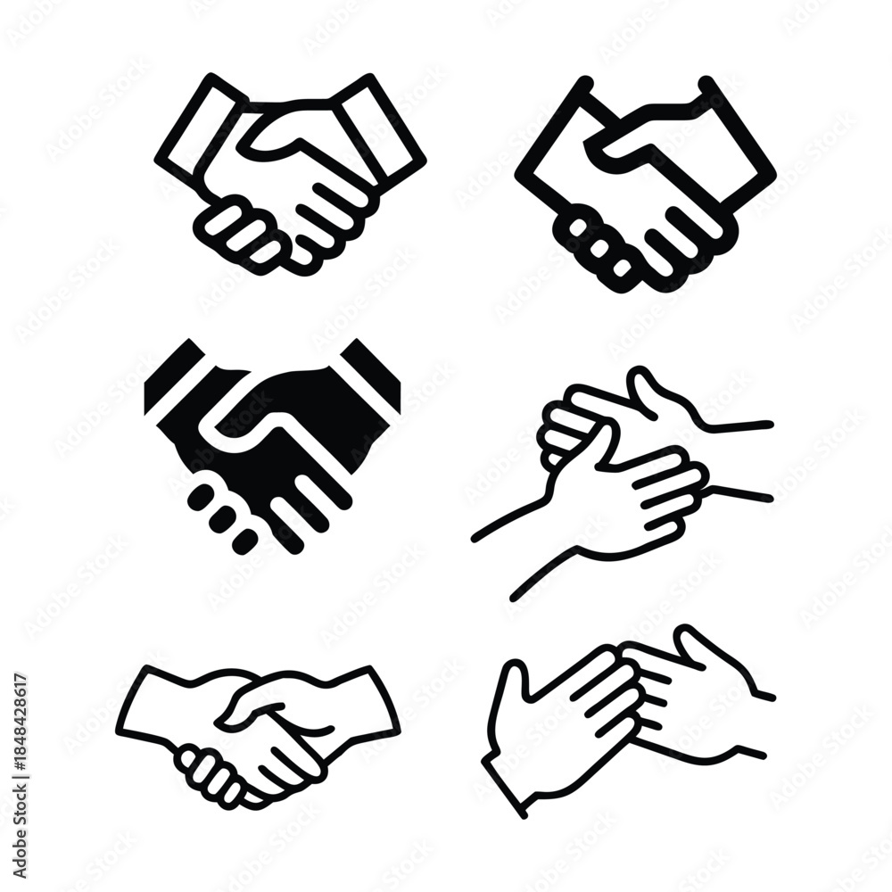 Fototapeta premium Handshake and Agreement Icons Collection