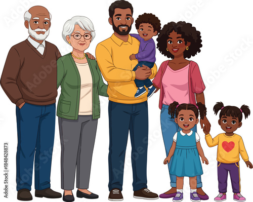 Diverse multi generational family standing together in a group