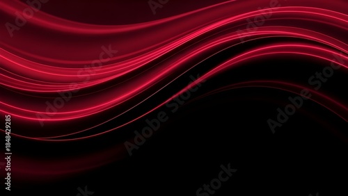 Abstract background featuring glowing neon red wavy light streaks flowing dynamically across a deep black canvas
