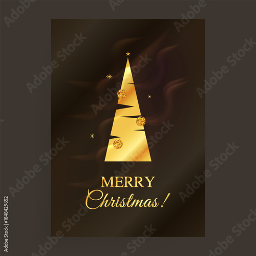 Christmas  Golden Vector Tree New Year Template