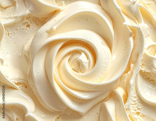 Close-up of creamy, swirled, and smooth dessert