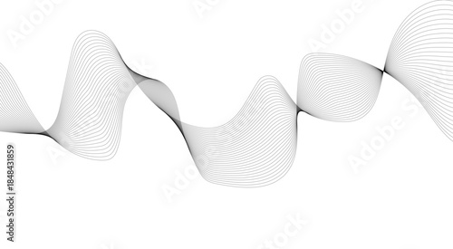 Abstract black wavy lines background with copy space. Colorful layers strokes waves line design vector curved texture wallpaper.