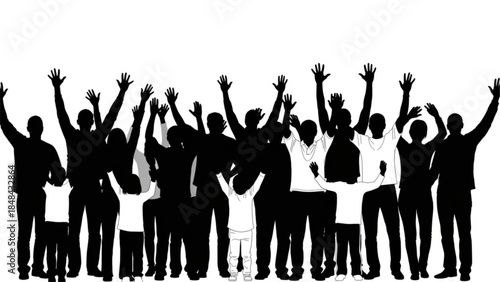 Crowd Celebration Hands Up Silhouette