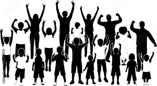 Crowd Cheering People Silhouette