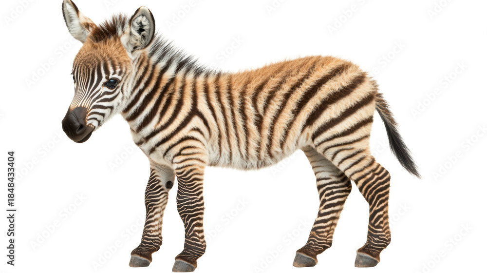 Fototapeta premium Young zebra foal walking calmly to side 