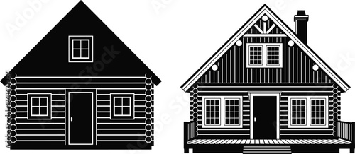 Set of Ten House and Storefront Silhouettes Vector Collection, Diverse Residential and Commercial Buildings, Traditional Home, and Small Shop Architectural Icons Pack.