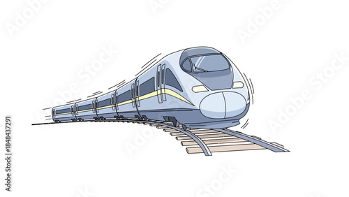 Modern High Speed Train on Tracks.