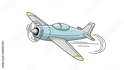 Simple Cartoon Airplane in Flight.