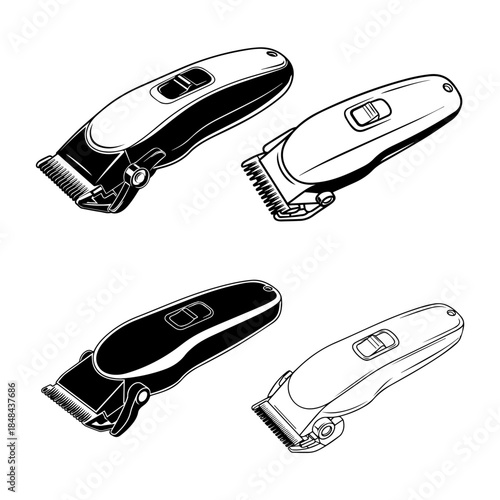 Set icons of shavers and shaving razors, silhouette pack