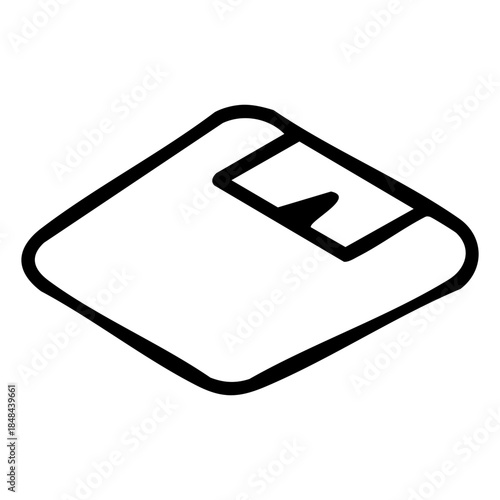 Outline style of a digital or analog bathroom scale represents weight management and body balance tracking. Related to weight loss journeys, fitness tracking, BMI monitoring, overall health assessment